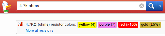 Resistor color codes in DuckDuckGo search results